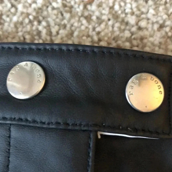 rag & bone lamb leather black skirt white side stripes Sz 4 Excellent Condition - Picture 6 of 11